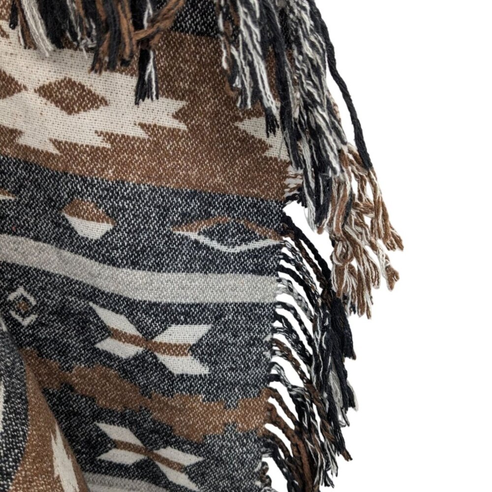 Southwestern Aztec Fringe Cardigan Women Size S Drape Rustic Boho Western Cozy - Picture 4 of 8